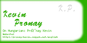 kevin pronay business card